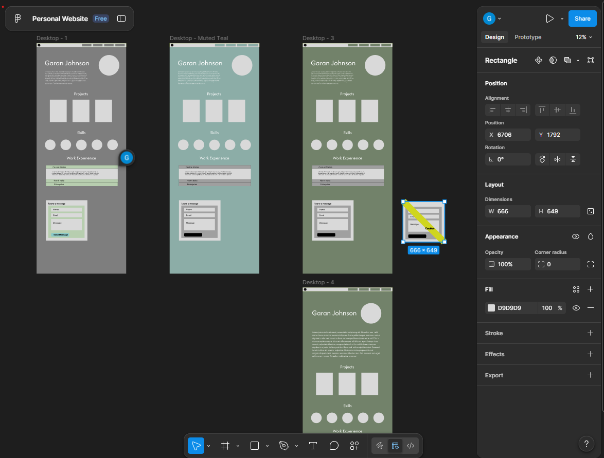 Screenshot of Figma design for this website